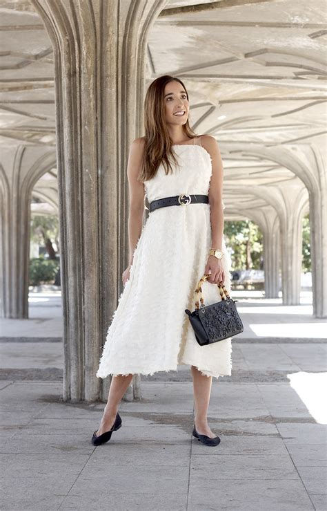 white dress with gucci belt|high waist gucci belt.